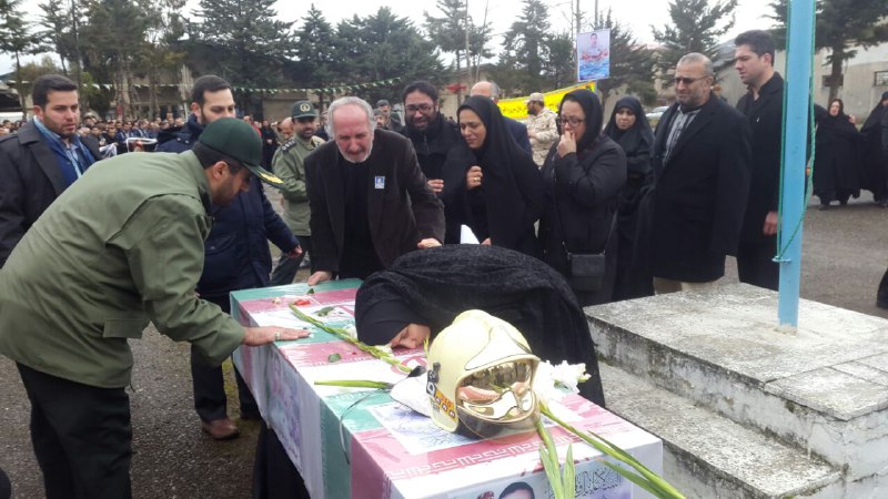 وداع با آتش نشان شهید در رضوانشهرگیلان