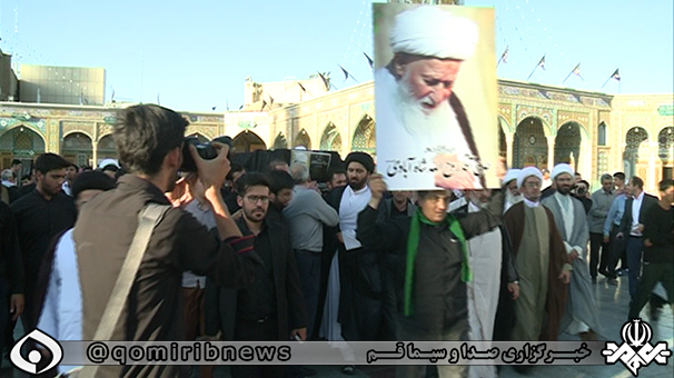 شرکت آيات نمازي و بطحايي به نمايندگي از مجلس خبرگان در مراسم تشييع آيت الله شاه آبادي