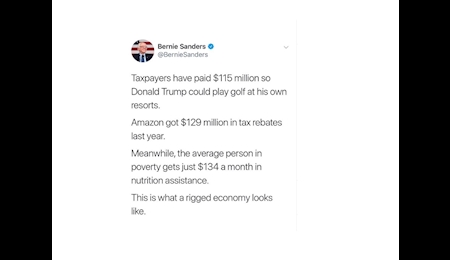 انتقاد سندرز از بی عدالتی اقتصادی در جامعه آمریکا