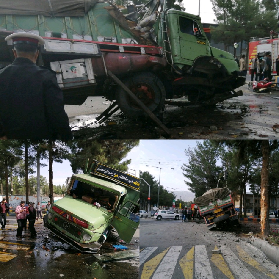 کامیون بنز در تقاطع غفاری بیرجند حادثه آفرید