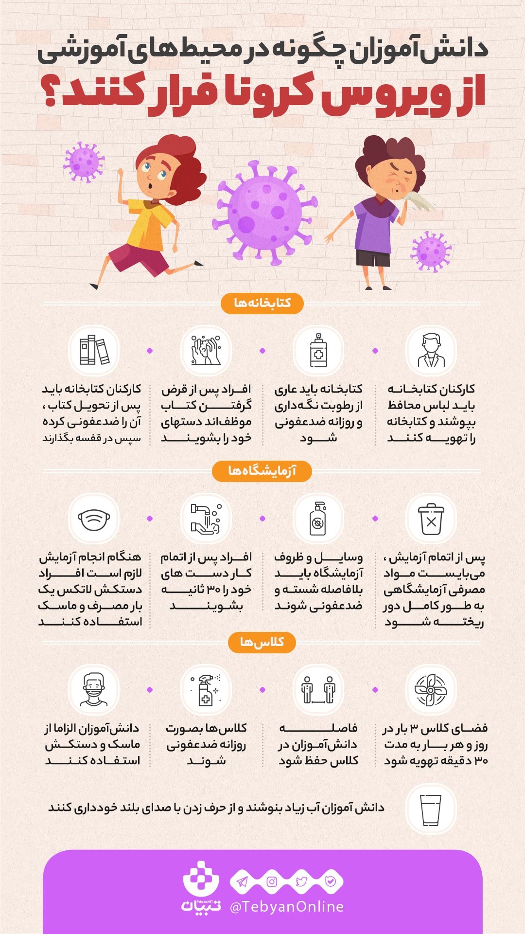 دانش‌آموزان چگونه در محیط‌های آموزشی از ویروس کرونا فرار کنند؟